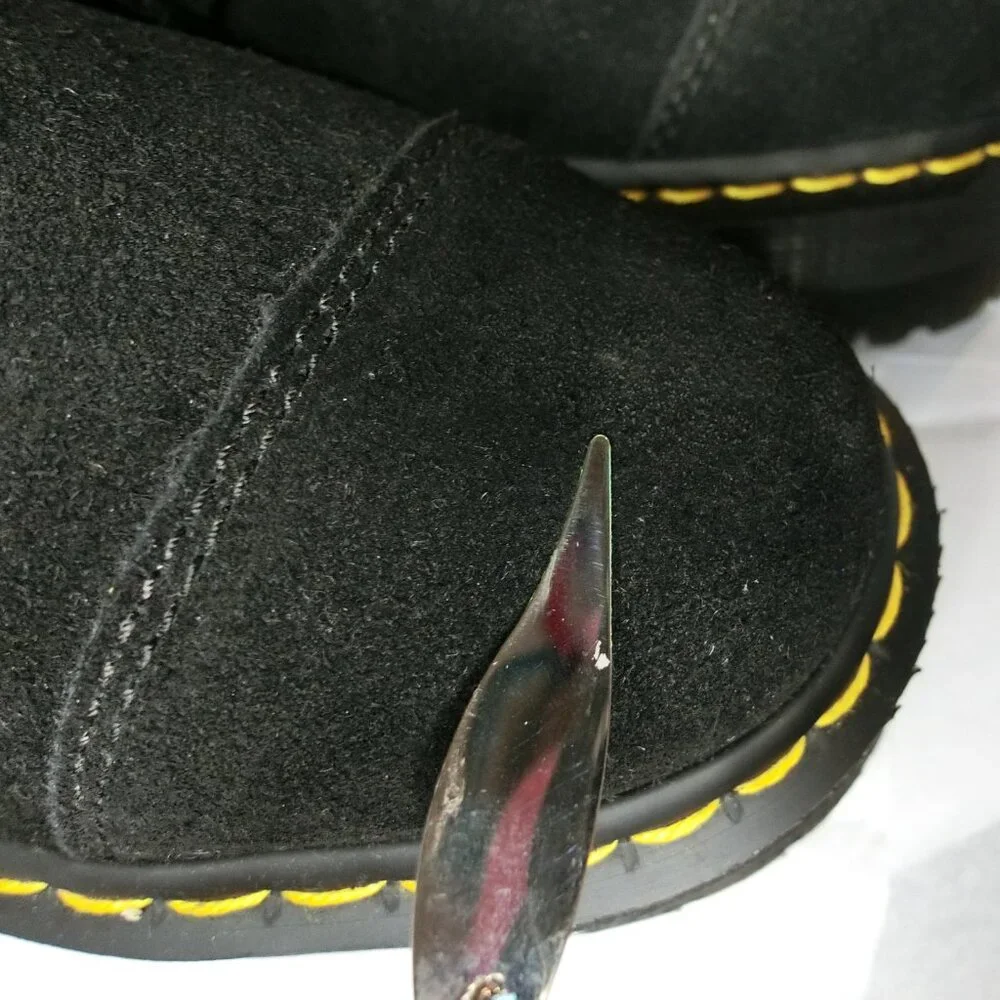 RARE Dr. Martens x Lazy Oaf Suede Heart Buckle Platform Boots | Size 9 - Picture 9 of 12